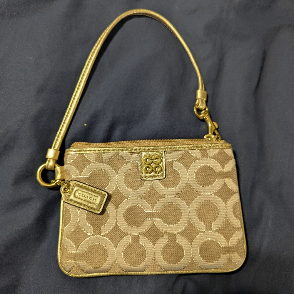 Coach Gold Coach Wristlet W/ Tag Tote 5